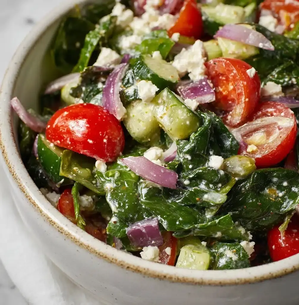 Spinach Tomato Salad with Feta Cheese Recipe
