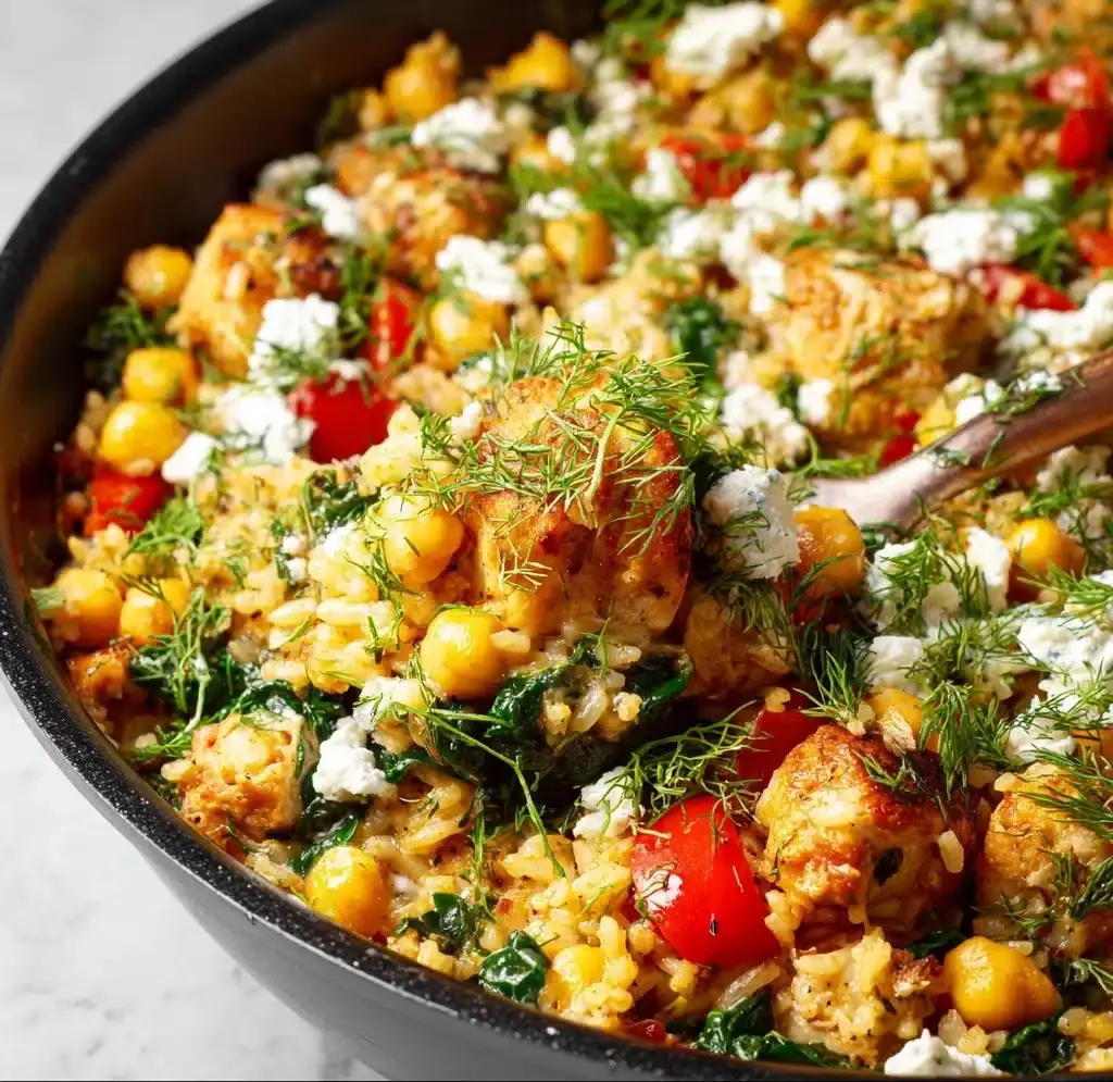 Greek Chicken with Lemon Rice and Tomatoes Recipe