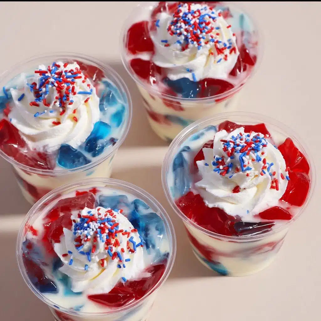 How to Make Red, White, and Blue Stained Glass Jello Shots Recipe - Recipe Image