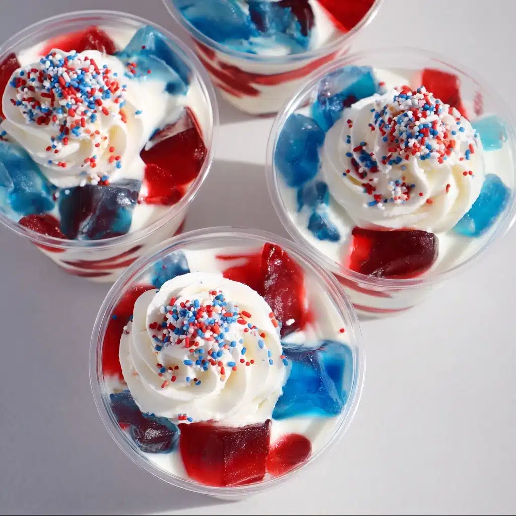 How to Make Red, White, and Blue Stained Glass Jello Shots Recipe - Recipe Image